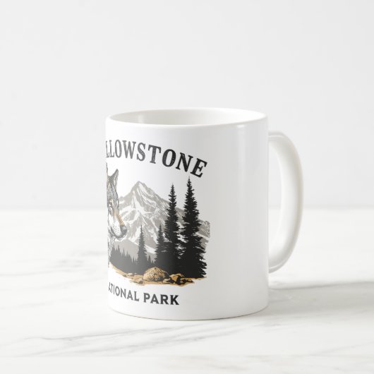 Yellowstone Nationalpark Wolf Tasse (VorderseiteRechts)