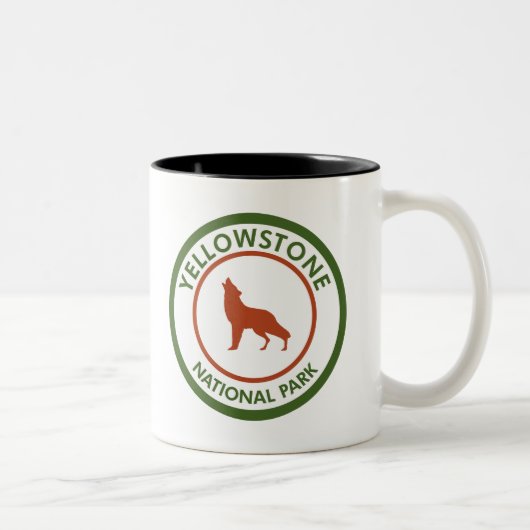 Yellowstone Nationalpark Wolf Zweifarbige Tasse (Rechts)