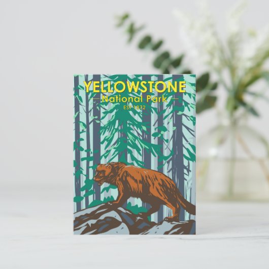 Yellowstone Nationalpark Wolverine Vintag Postkarte (Stehend Vorderseite)