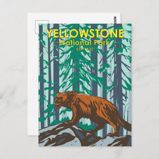 Yellowstone Nationalpark Wolverine Vintag Postkarte (Vorne/Hinten)