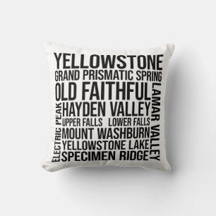Yellowstone Nationalpark Word Art Typografie Kissen