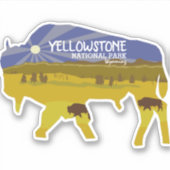 Yellowstone Nationalpark, Wyoming Bison Aufkleber (Vorderseite)