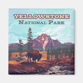 Yellowstone Nationalpark Wyoming Bison Geyser Magnet