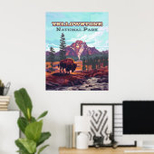 Yellowstone Nationalpark Wyoming Bison Geyser Poster (Heimbüro)