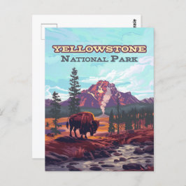 Yellowstone Nationalpark Wyoming Bison Geyser Postkarte