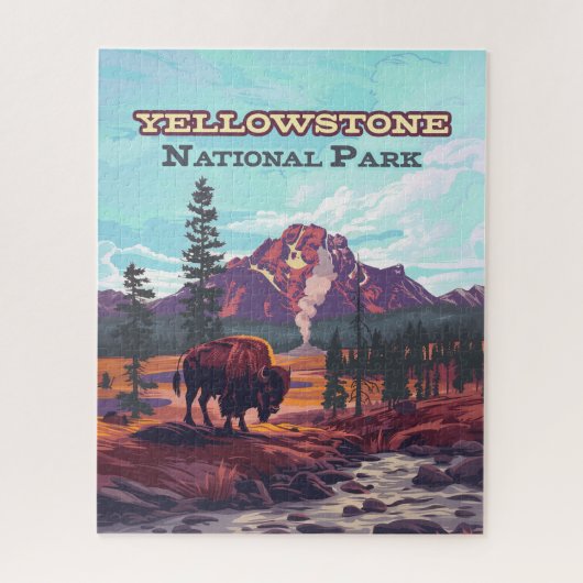 Yellowstone Nationalpark Wyoming Bison Geyser Puzzle (Vertikal)