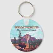Yellowstone Nationalpark Wyoming Bison Geyser Schlüsselanhänger (Rückseite)