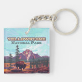 Yellowstone Nationalpark Wyoming Bison Geyser Schlüsselanhänger (Rückseite)