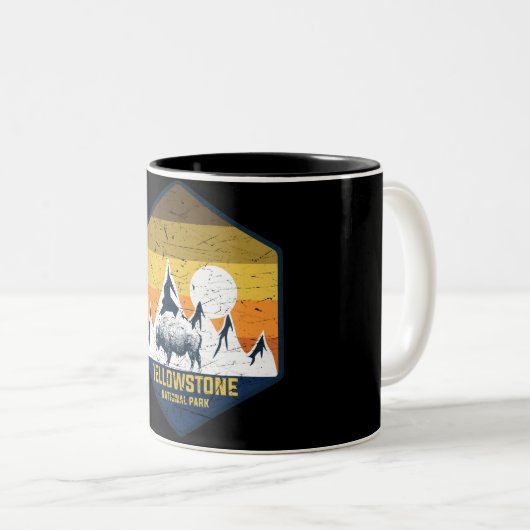 Yellowstone Nationalpark Wyoming Camping und Zweifarbige Tasse (VorderseiteRechts)
