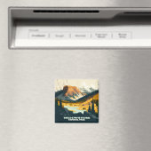 Yellowstone Nationalpark Wyoming Mountains Retro Magnet (In Situ (Geschirrspüler))