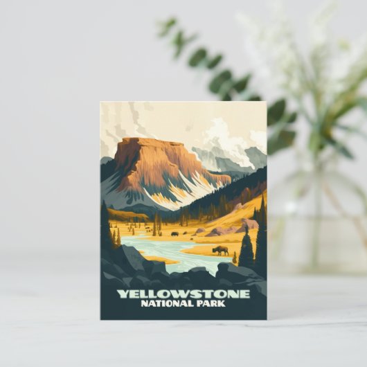 Yellowstone Nationalpark Wyoming Mountains Retro Postkarte (Stehend Vorderseite)