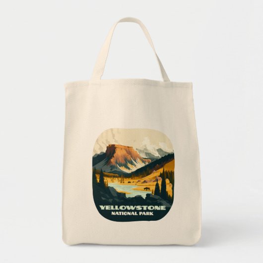 Yellowstone Nationalpark Wyoming Mountains Retro Tragetasche (Vorne)