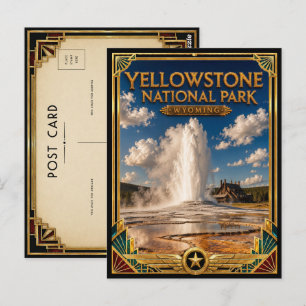 Yellowstone Nationalpark Wyoming Vintage Art Deco Postkarte