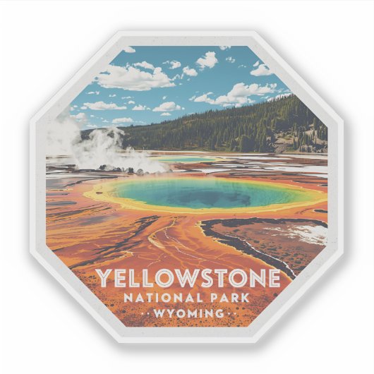 Yellowstone Nationalpark Wyoming Vintage Reise Aufkleber (Vorderseite)