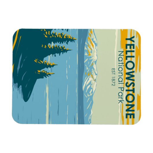 Yellowstone Nationalpark Yellowstone Lake Vintag Magnet (Horizontal)