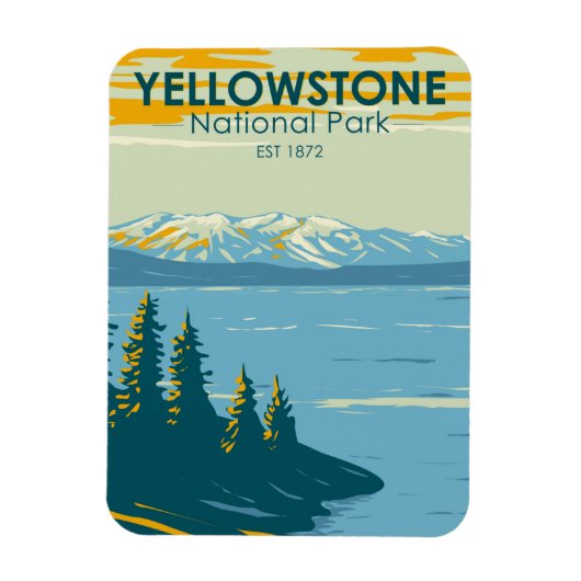 Yellowstone Nationalpark Yellowstone Lake Vintag Magnet (Vertikal)