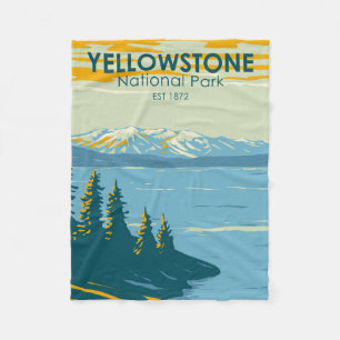 Yellowstone-Nationalpark Yellowstone Lake Vintage Fleecedecke