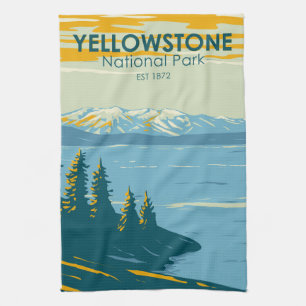 Yellowstone Nationalpark Yellowstone Lake Vintage Geschirrtuch