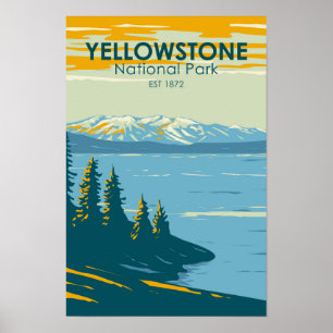 Yellowstone Nationalpark Yellowstone Lake Vintage Poster