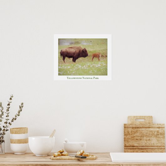 Yellowstone Nationalparkposter mit Bison & Calf Poster (Küche)