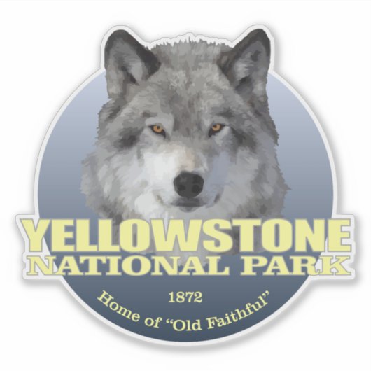 Yellowstone NP (Wolf)2 WT Aufkleber (Vorderseite)