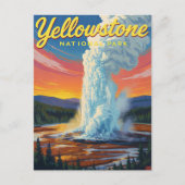 Yellowstone Old Faithful Geyser Art Postkarte (Vorderseite)