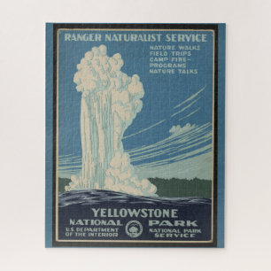 Yellowstone Old Faithful Park Vintage Poster Puzzle
