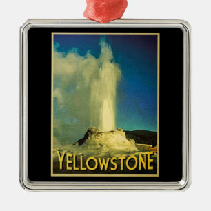 Yellowstone Old Faithful Silbernes Ornament