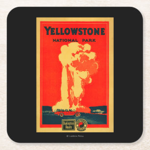 Yellowstone, Old Faithful Werbeplakat Rechteckiger Pappuntersetzer