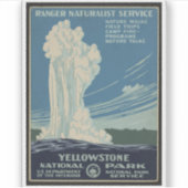 Yellowstone Old Faithity Park Vintage Poster Aufkleber (Vorderseite)