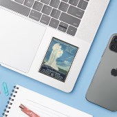 Yellowstone Old Faithity Park Vintage Poster Aufkleber (Laptop mit iPhone)