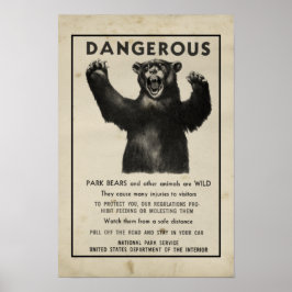 Yellowstone Park 1959 Gefährlicher Bär Poster