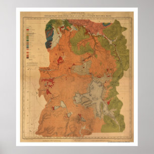 Yellowstone-Park-Karte 1878 Poster