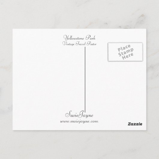 Yellowstone Park Postkarte (Rückseite)