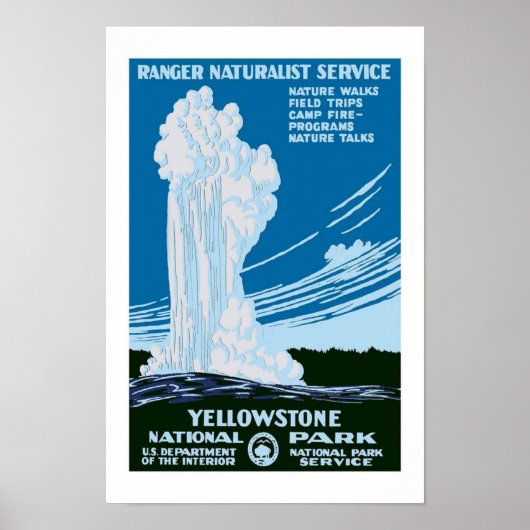 Yellowstone Park Vintage Reise Poster (Vorne)