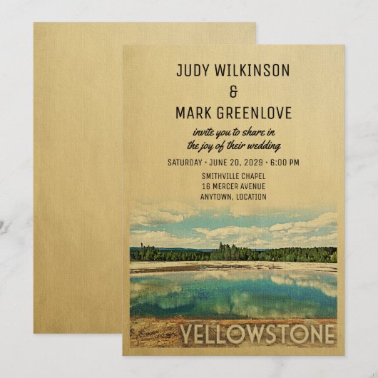 Yellowstone Park Wedding Einladung (Vorne/Hinten)