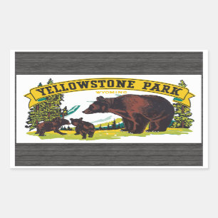 Yellowstone Park Wyoming, Vintage Rechteckiger Aufkleber