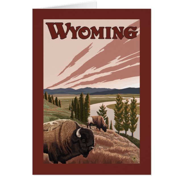 Yellowstone River Bison Vintage Travel Poster (Vorne)