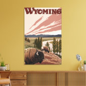Yellowstone River Bison Vintage Travel Poster Leinwanddruck (Insitu (Wohnzimmer))