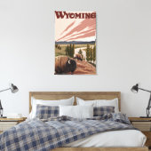 Yellowstone River Bison Vintage Travel Poster Leinwanddruck (Insitu (Schlafzimmer))