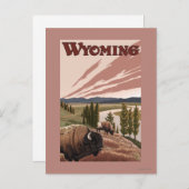 Yellowstone River Bison Vintage Travel Poster Postkarte (Vorne/Hinten)