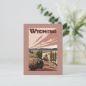 Yellowstone River Bison Vintage Travel Poster Postkarte (Stehend Vorderseite)