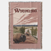 Yellowstone River Bison-Vintages Reise-Plakat Decke (Vorderseite Vertikal)