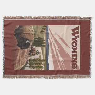 Yellowstone River Bison-Vintages Reise-Plakat Decke
