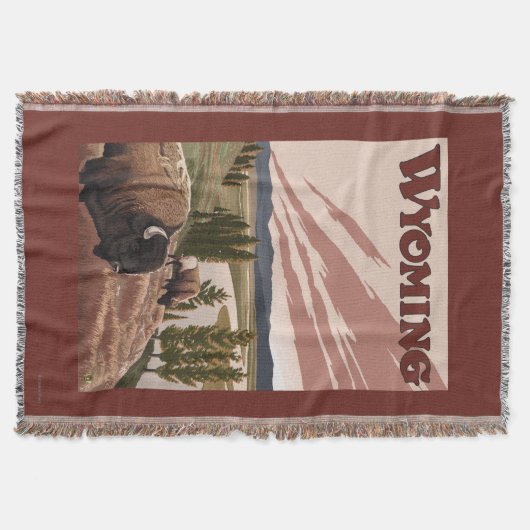 Yellowstone River Bison-Vintages Reise-Plakat Decke (Vorderseite)