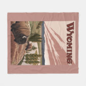 Yellowstone River Bison-Vintages Reise-Plakat Fleecedecke (Vorderseite (Horizontal))