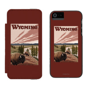 Yellowstone River Bison-Vintages Reise-Plakat Incipio Watson™ iPhone 5 Geldbörsen Hülle