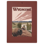 Yellowstone River Bison-Vintages Reise-Plakat Klemmbrett (Rückseite)