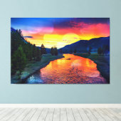 Yellowstone River Reflection Sunset Leinwanddruck (Insitu (Holzboden))