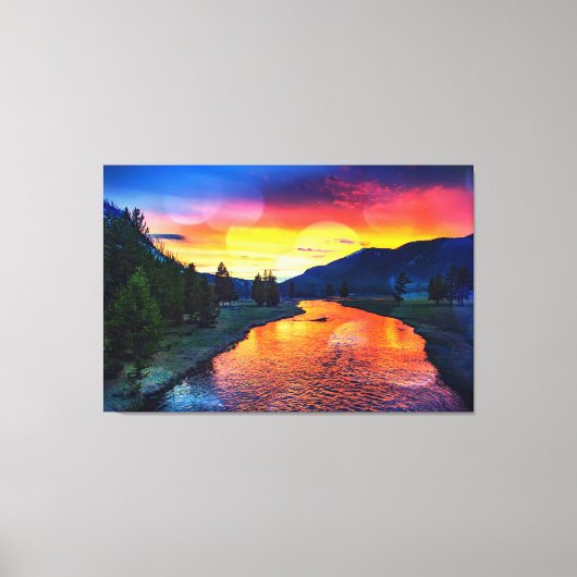 Yellowstone River Reflection Sunset Leinwanddruck (Vorderseite)